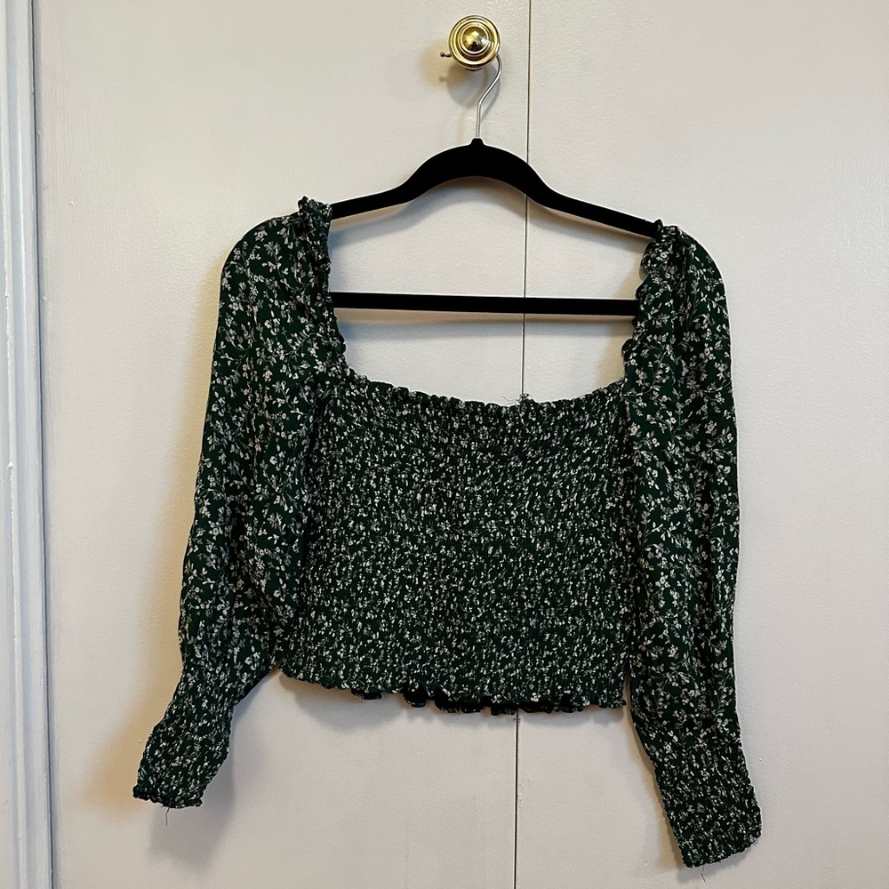 Green Pinto Reformation Top with Ditsy Floral Print - Please Read Description